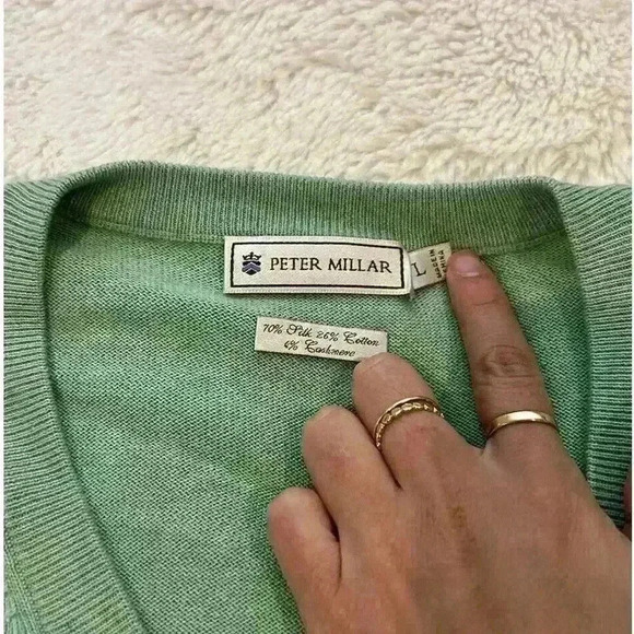 Men's Large Peter Millar Silk Green‎ Sleeveless Vest - Picture 3 of 5